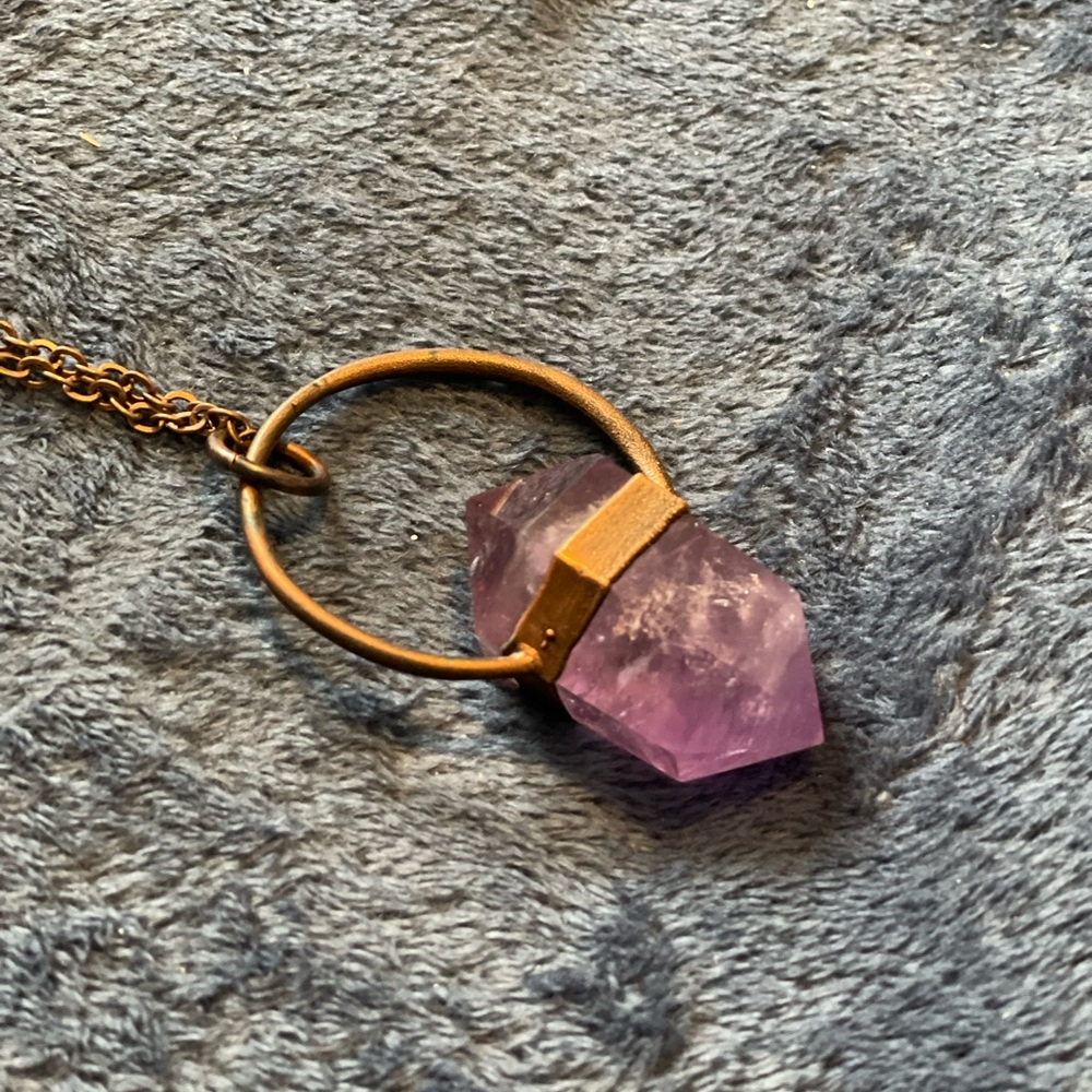 Large Amethyst Crystal Necklace - image 1